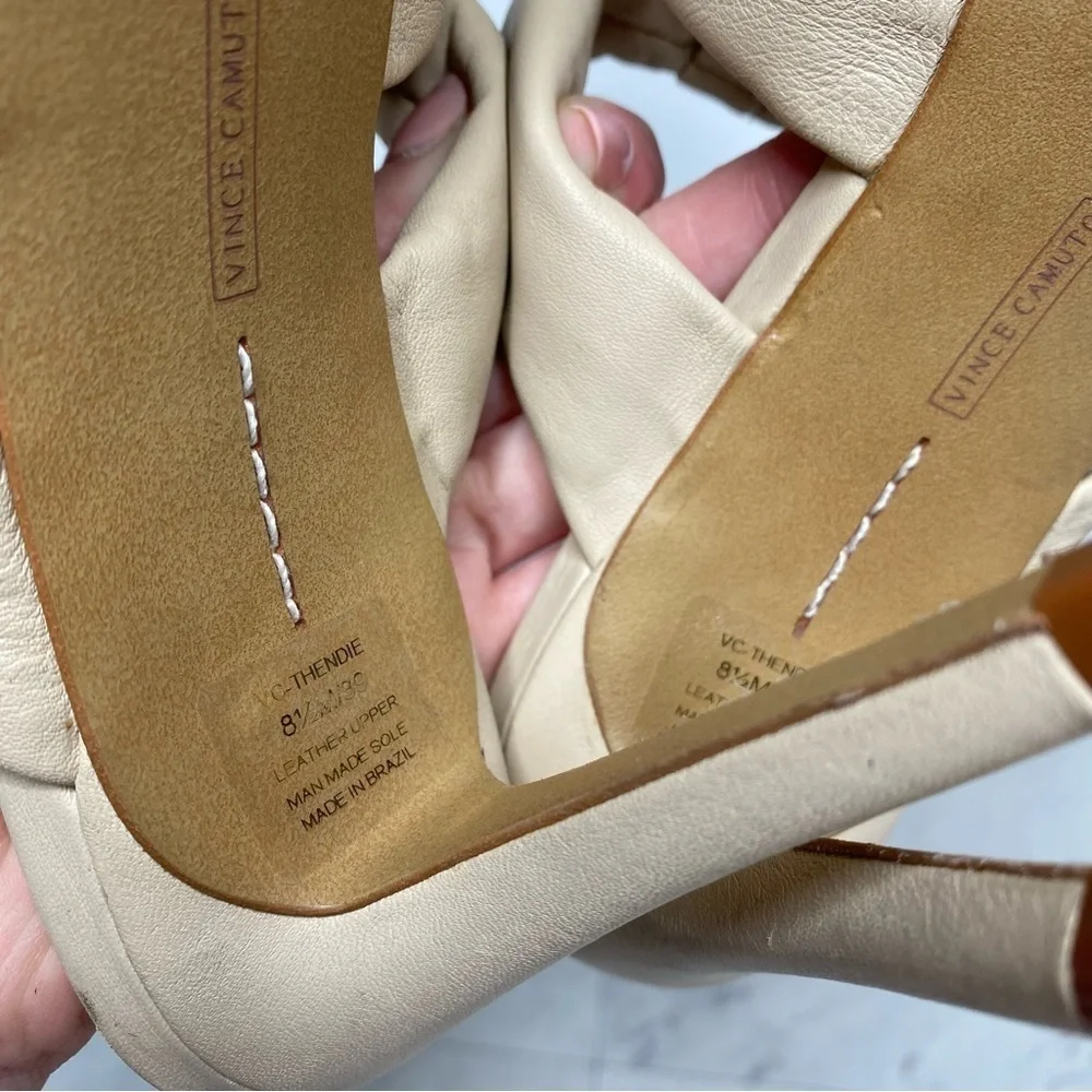 Vince Camuto Thendie Tan Leather Heeled Sandal 8 1/2